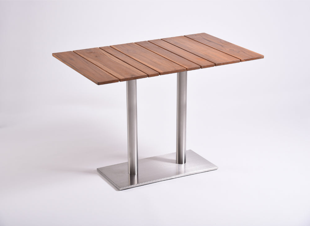 Mesa Rectangular Black Jack con base desmontable acero satinado 122cm alto