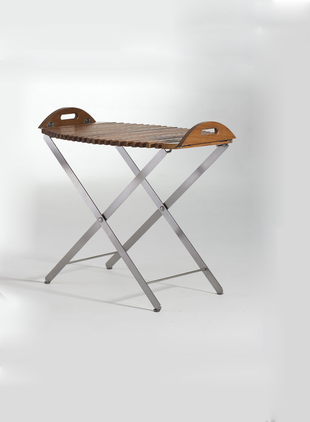 Mesita Plegable Tropical Creek acero brillante