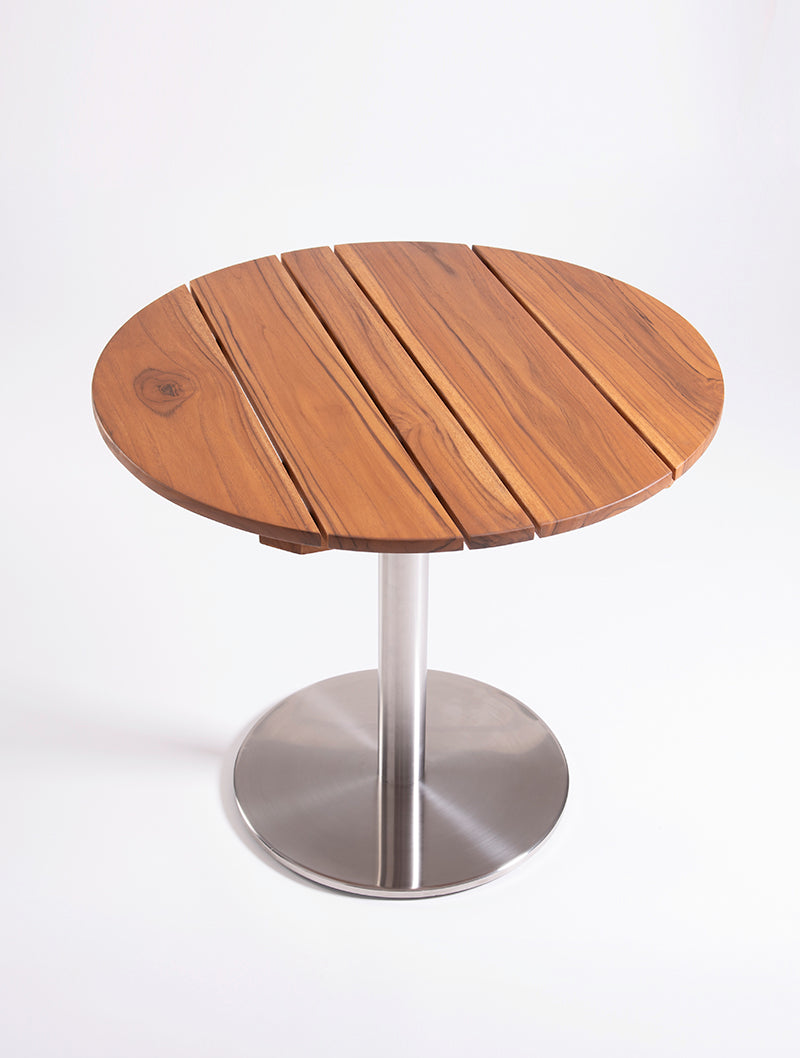 Mesa Redonda Black Jack con base acero brillante 1