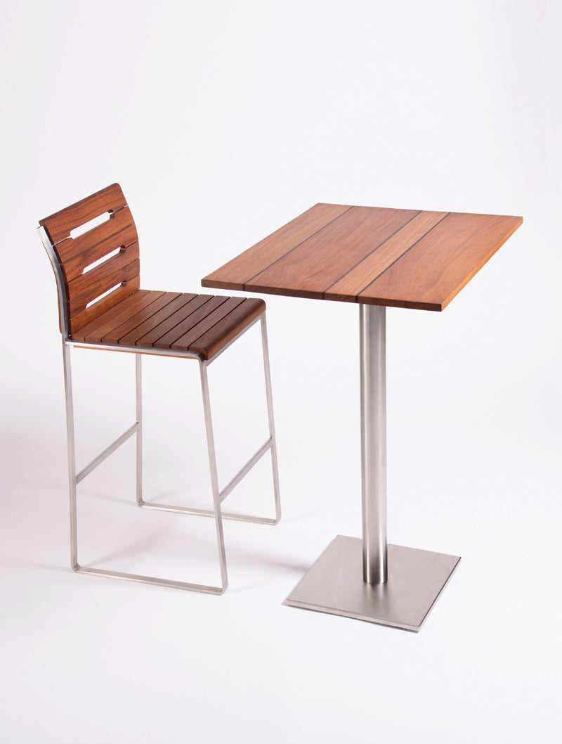 Mesa Alta Rectangular Black Jack Base desmontable acero satinado 1