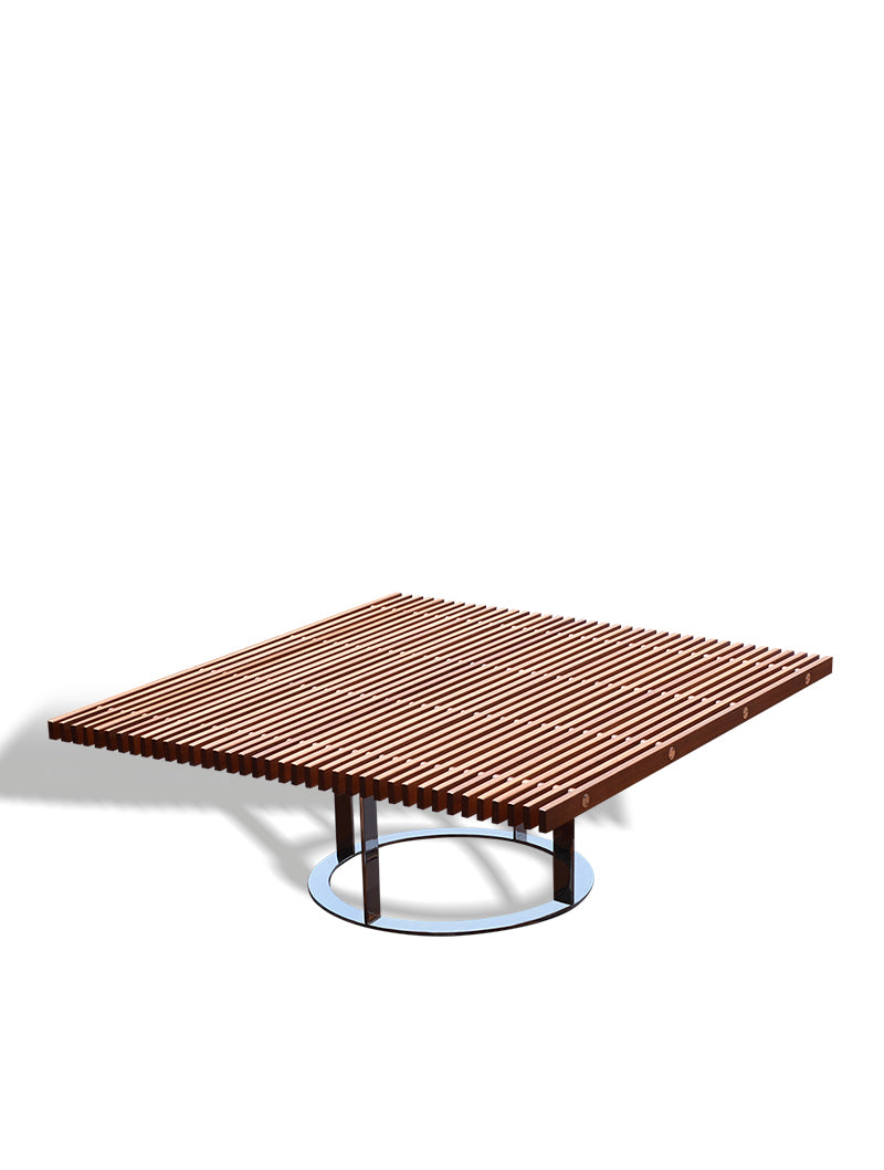 Mesa Baja Cuadrada 99cm Tropical Party distanciadores de acero brillante 2