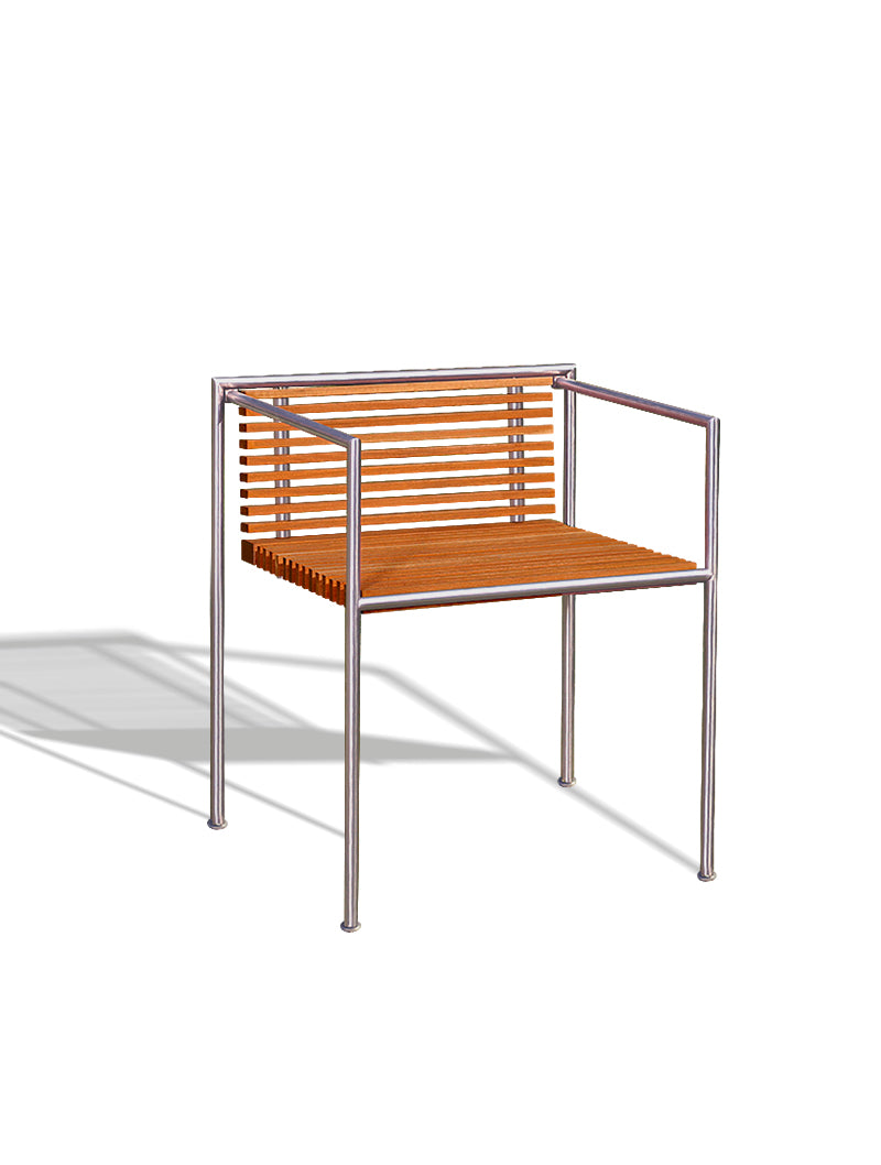Silla Con Brazos Apilable Tropical Dinner distanciadores acero satinado