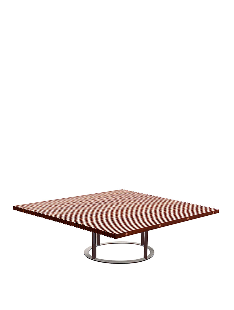 Mesa Baja Cuadrada 121 cm Tropical Party distanciadores de acero satinado 1