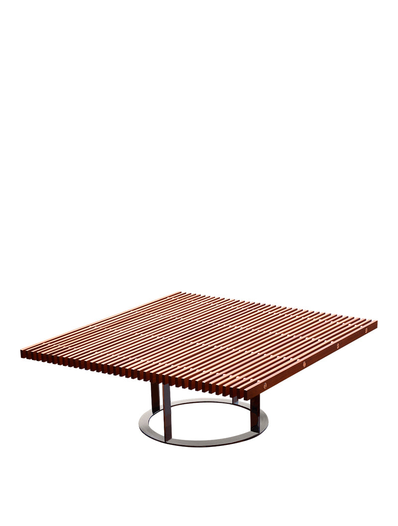 Mesa Baja Cuadrada 99 cm Tropical Party distanciadores de acero satinado 1